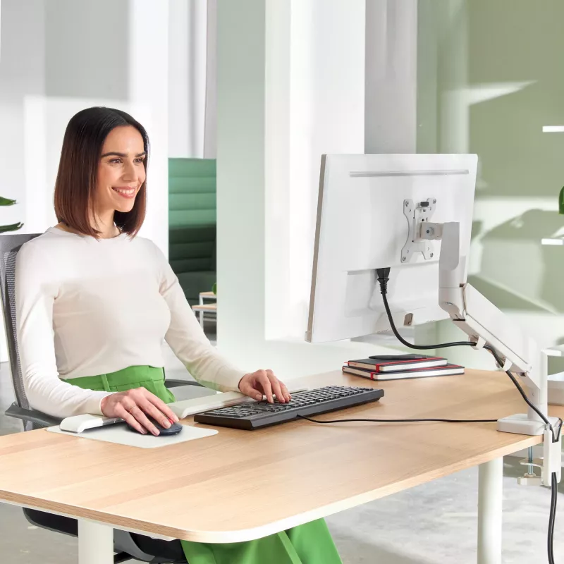 Leitz Ergo Space Saving Vieno Monitoriaus Laikiklis, Clamp/Grommet, 9 kg, 43,2 cm (17 col.), 81,3 cm (32 col.), 100 x 100 mm, Pilka