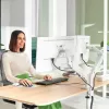Dvigubas monitoriaus laikiklis Leitz Ergo Space Saving, spaustuvas/įvorė, 18 kg, 43,2 cm (17 inch), 81,3 cm (32 inch), 100 x 100 mm, Pilka