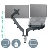 Leitz Ergo Space Saving dviejų monitorių ir nešiojamojo kompiuterio laikiklis, spaustuvinis/prakišamas, 18 kg, 43,2 cm (17 col.), 81,3 cm (32 col.), 100 x 100 mm, tamsiai pilkas