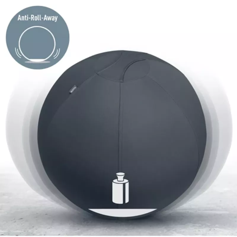 Leitz Ergo Active sėdėjimo kamuolys su stabdymo funkcija 65 cm, pilkoji spalva, 150 kg, TÜV sertifikuotas