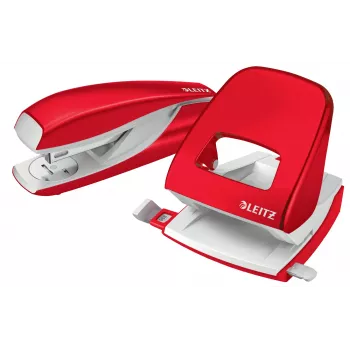 Leitz WOW 5008 skylmušė metalinė 2 skylės / 30 lapų, raudona, balta, metalas, 8 cm, 5.5 mm, A6