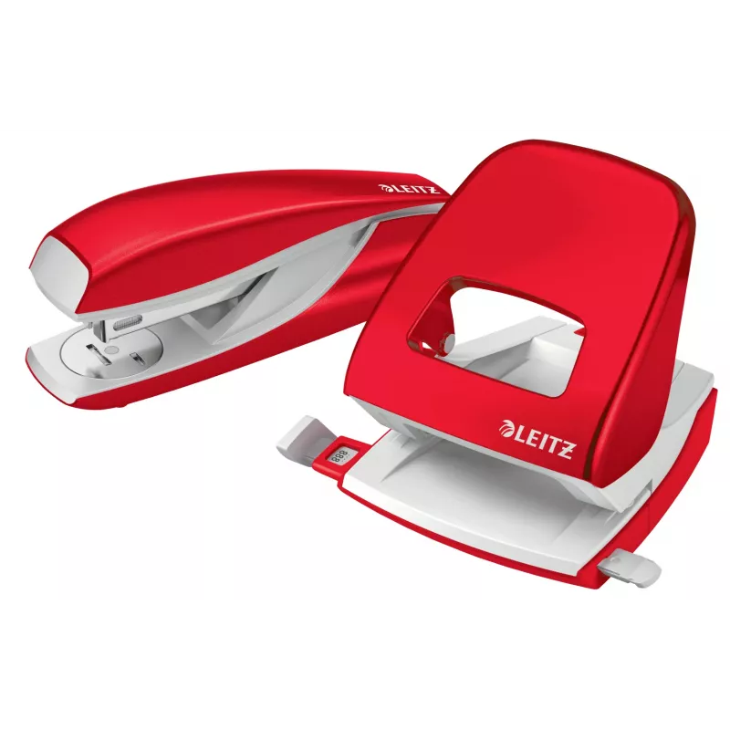 Leitz WOW 5008 skylmušė metalinė 2 skylės / 30 lapų, raudona, balta, metalas, 8 cm, 5.5 mm, A6