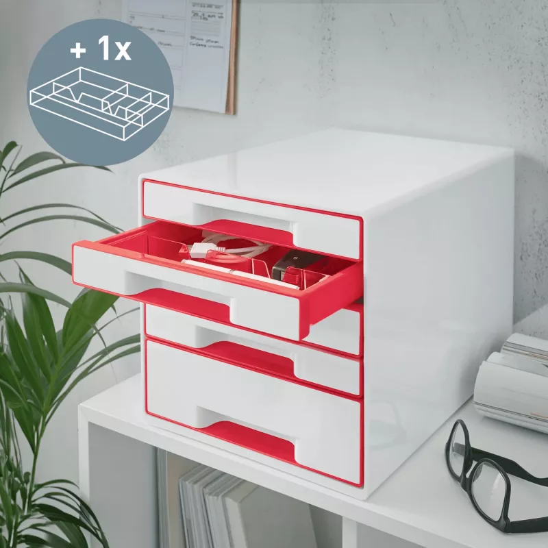 Leitz WOW Cube 5 stalčių spintelė, plastikas, 270x287x363 mm