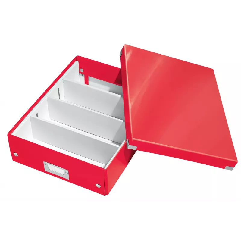 Leitz Click & Store WOW Medium Organiser Box, raudona, stačiakampė, kartoninė dėžė daiktams susidėti