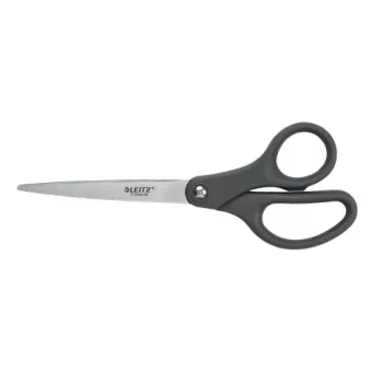 Leitz Titanium žirklės 180 mm, suaugusiems, tiesiu pjūviu, pilkos, satininio plieno, nerūdijančio plieno, biuro žirklės, polipropilenas