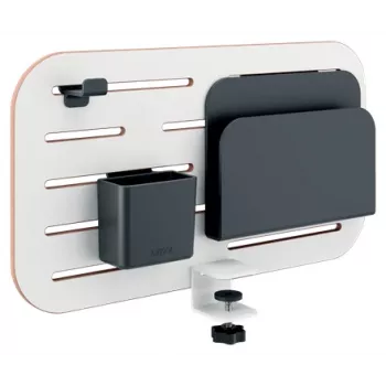 Leitz Ergo Small Pegboard stalo organizatorius, 42x25 cm, MDF, perdirbtas plastikas, guma, balta, spaustuvinis tvirtinimas