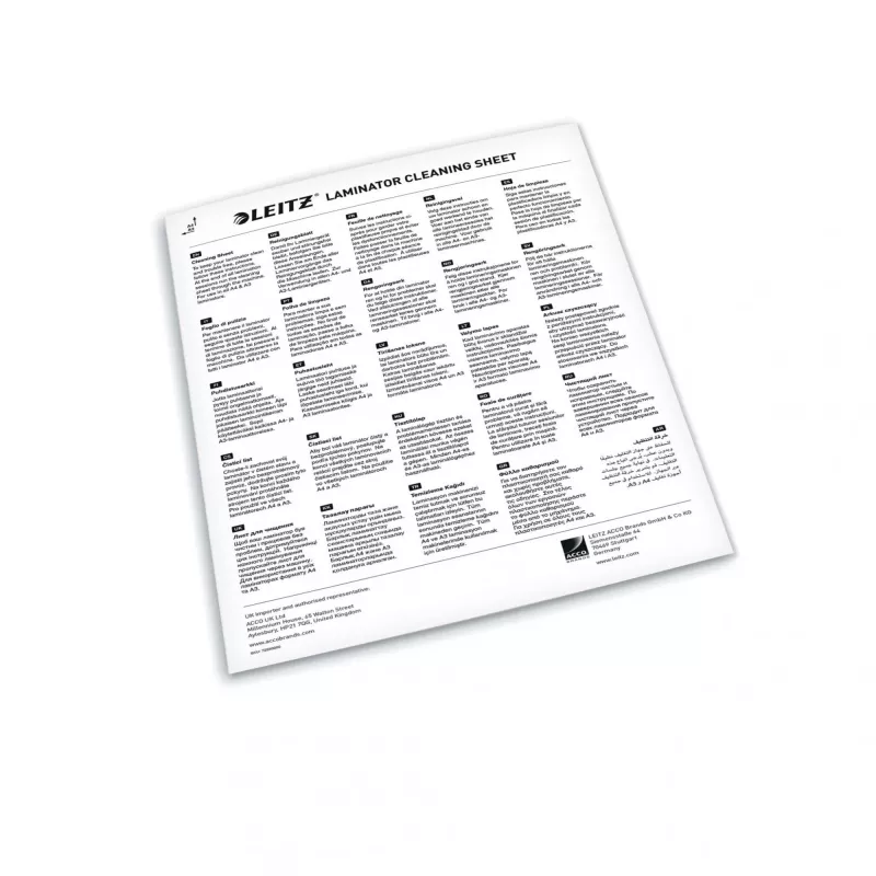 Leitz Premium laminavimo valymo lakštai A3/A4, pakuotė po 5 vnt., 210 mm, 297 mm
