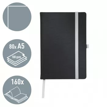 Leitz Style A5 sąsiuvinis, vientisas, kietas viršelis, juodas, 80 lapų, 100 g/m²