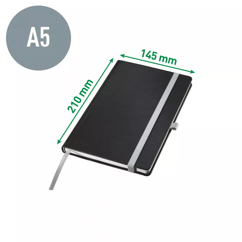 Leitz Style A5 sąsiuvinis, vientisas, kietas viršelis, juodas, 80 lapų, 100 g/m²
