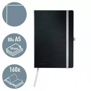 Leitz Style A5 užrašinė, lygus popierius, minkšti viršeliai, juoda, 80 lapų, 100 g/m²