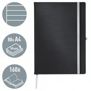 Leitz Style užrašų knyga A4 linijinė kietais viršeliais, Monochromatic, Juoda, A4, 80 lapų, 100 g/m², Linijinis popierius