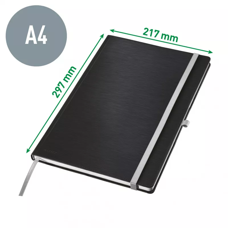 Leitz Style užrašų knyga A4 linijinė kietais viršeliais, Monochromatic, Juoda, A4, 80 lapų, 100 g/m², Linijinis popierius
