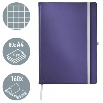Leitz Style A4 kietu viršeliu languotas sąsiuvinis, mėlynas, 80 lapų, 100 g/m²