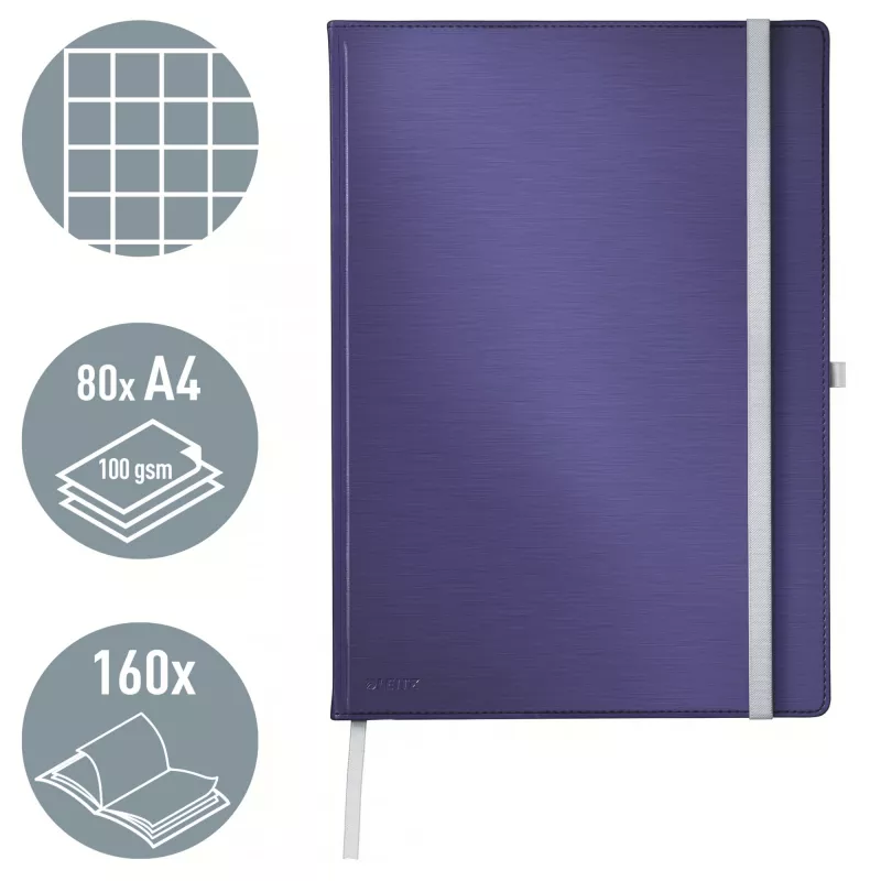 Leitz Style A4 kietu viršeliu languotas sąsiuvinis, mėlynas, 80 lapų, 100 g/m²
