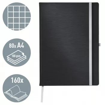 Leitz Style A4 sąsiuvinis kietais viršeliais languotas, juodas, 80 lapų, 100 g/m²