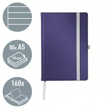 Leitz Style A5 linijinis užrašų knygelė kietu viršeliu, mėlyna, 80 lapų, 100 g/m²