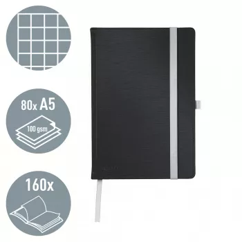 Leitz Style A5 kietais viršeliais languotas sąsiuvinis, juodas, 80 lapų, 100 g/m²