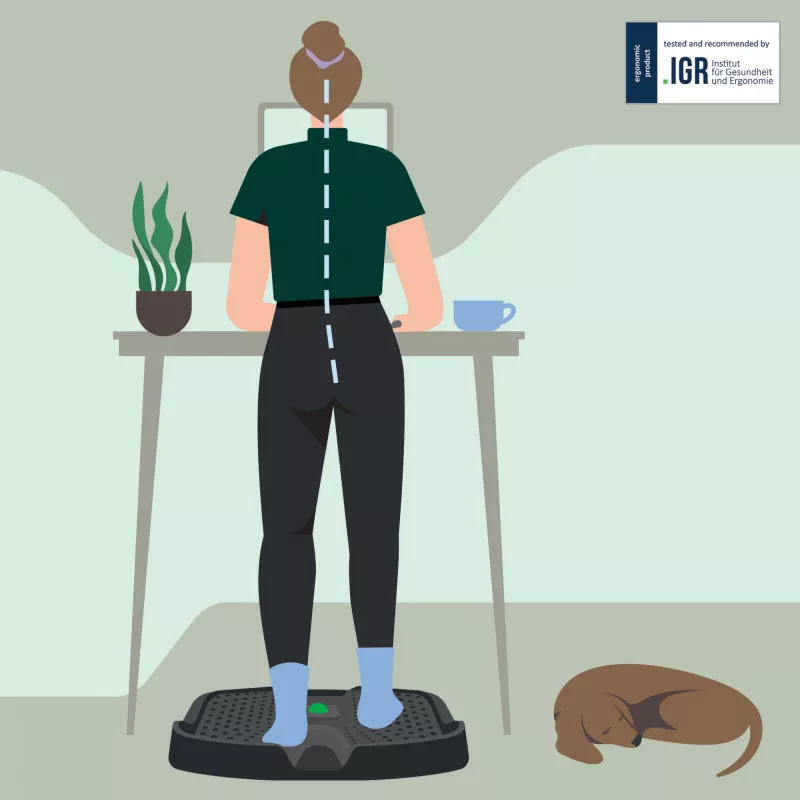 Leitz Ergo Active ergonominis antinuovarginis kilimėlis stovėjimui, stačiakampis, juodas, poliuretanas, 605 x 681 mm
