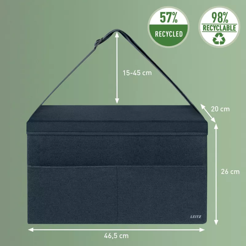 Leitz Fabric Hot Desking Work Bag su dangčiu, laikymo krepšys, pilka, stačiakampė, audinys, vienspalvis, unisex