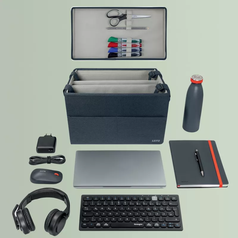 Leitz Fabric Compact Hot Desking Work Bag su dangčiu, pilka