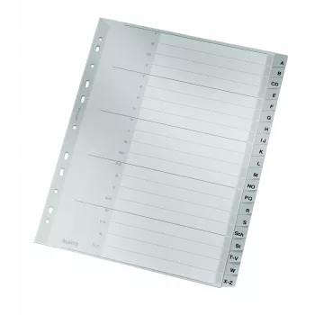Leitz 12600000 abėcėlinis skirtukų indeksas, kartonas, pilka