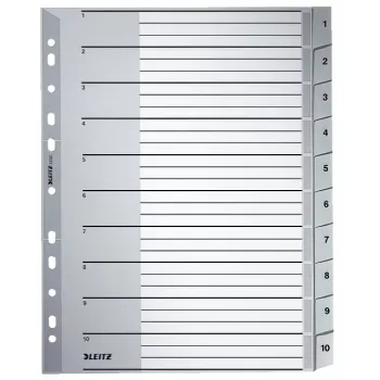 Leitz 12800000 skaitmeniniai skirtukai, kartonas, pilka