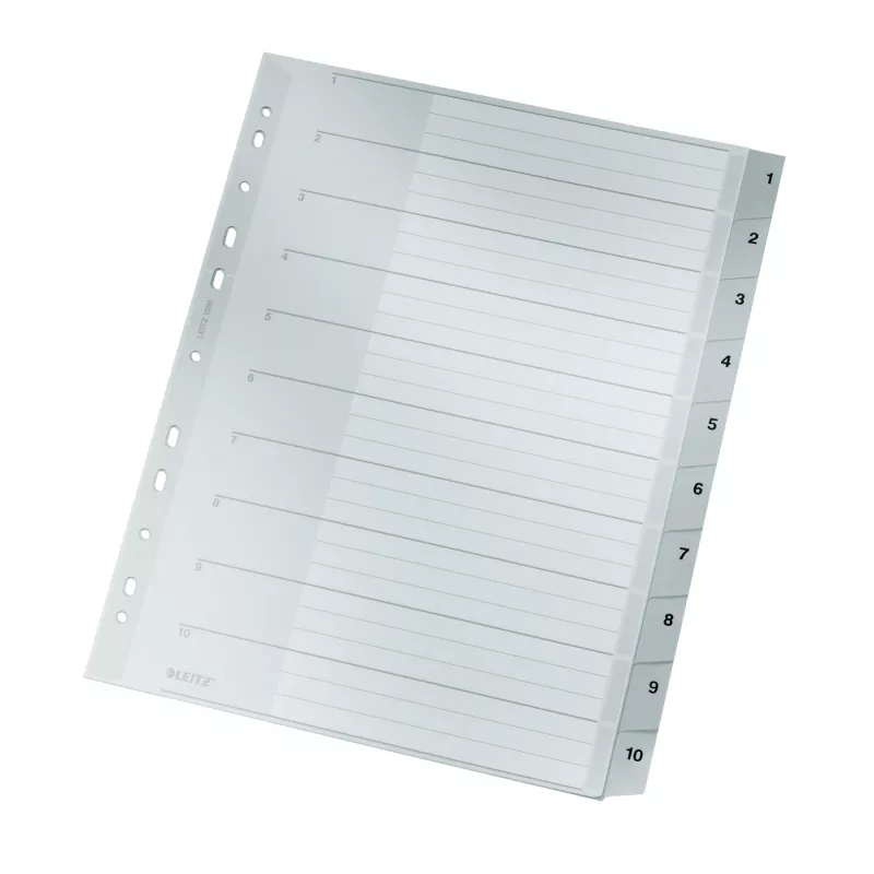 Leitz 12800000 skaitmeniniai skirtukai, kartonas, pilka