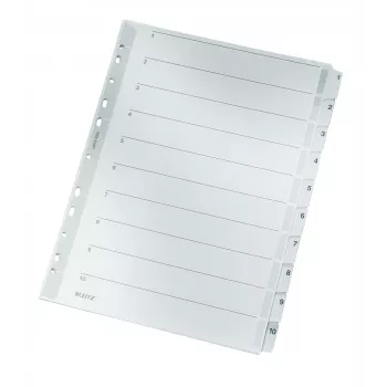 Leitz 43240000 Skaitmeniniai skirtukai, kartonas, plastikas, pilki