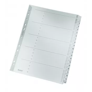 Leitz 43260000 skaitmeninis skirtukų indeksas kartoninis pilkas