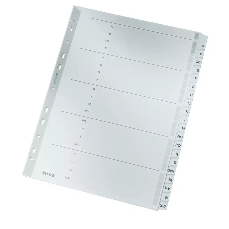 Leitz 43280000 Abėcėliniai skirtukai Kartonas Pilka