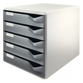 Leitz Post Set dokumentų dėžutė, 5 stalčiai, pilka, plastmasė