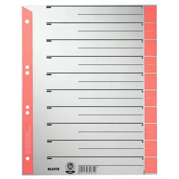 Leitz 16520025 Skaitmeniniai skirtukai iš kartono, pilka/raudona