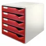 Dėžutė dokumentams Leitz 52800028 polistirolinė, bordo ir pilka, 5 stalčiai