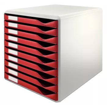 Leitz 52810028 dokumentų dėžė su stalčiais, polistirenas, bordo, pilka