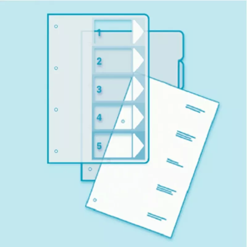 Leitz PC spausdinamas indeksas, PP, ypač platus, skaitmeninės kortelės, polipropilenas (PP), mėlyna, žalia, oranžinė, raudona, geltona, 245 mm, 2 mm, 305 mm