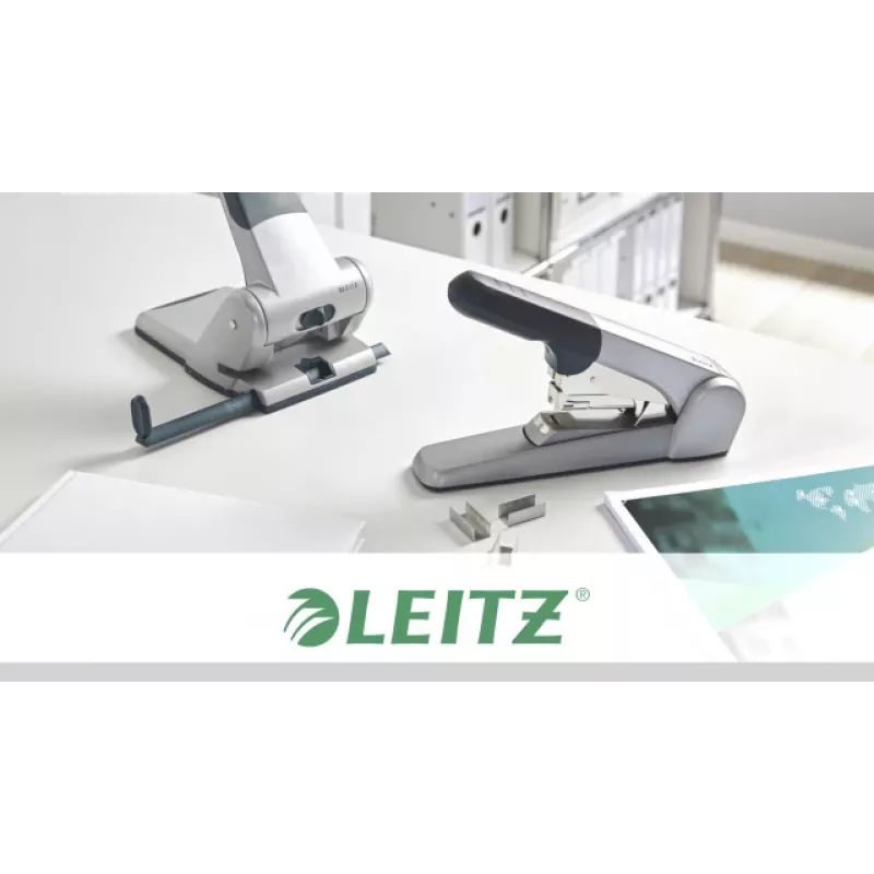 Leitz Heavy Duty Flat Clinch segiklis, 60 lapų, pilka, šviesiai pilka, standartinis užspaudimas, 25/10, 6 cm, 110 sąvaržėlių