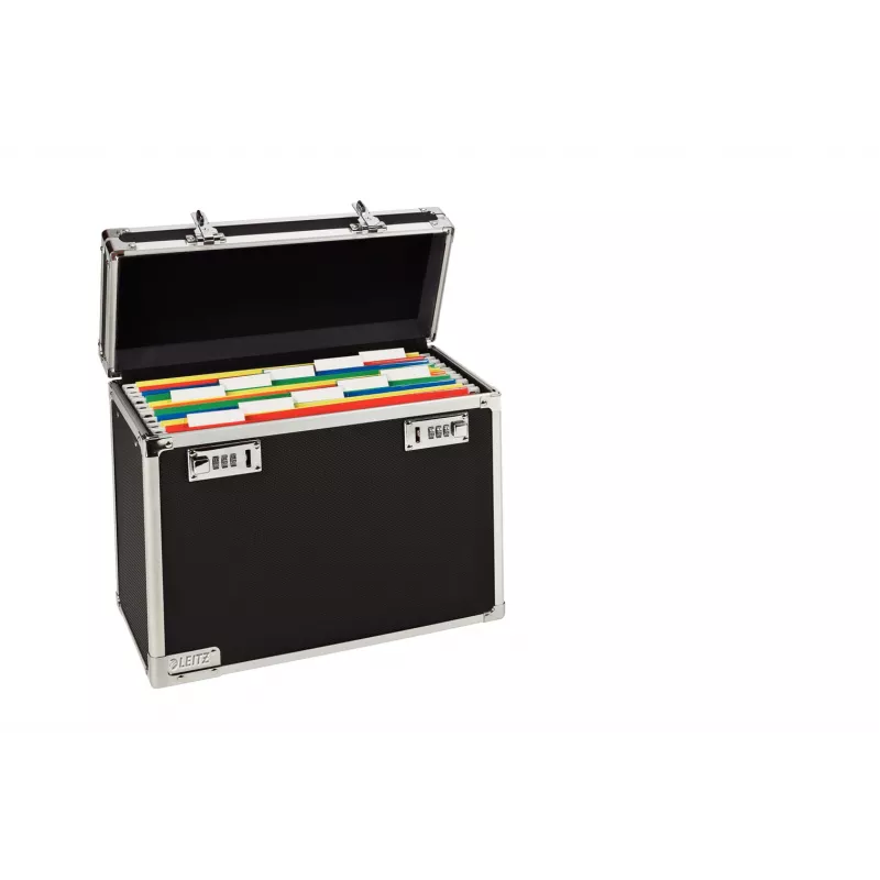 Leitz Mobile Filing Case Lockable A4, juoda, chromas, plastikas, kombinacinis užraktas, 15 L, 366 mm, 165 mm