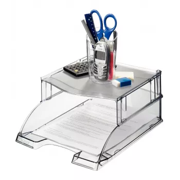 Leitz Letter tray riser Plus Universal stovas laiškų dėklui, plastikas, pilka, permatoma, 254 mm, 265 mm, 70 mm, 200 g