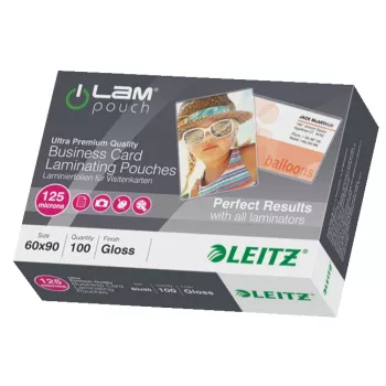 Leitz iLAM Glossy laminavimo maišeliai 60 x 90 mm, 125 mikronai, pakuotė 100 vnt.