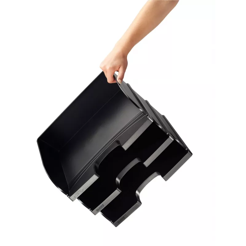 Dėklas laiškams Leitz Plus Landscape Jumbo, juodas, plastikinis