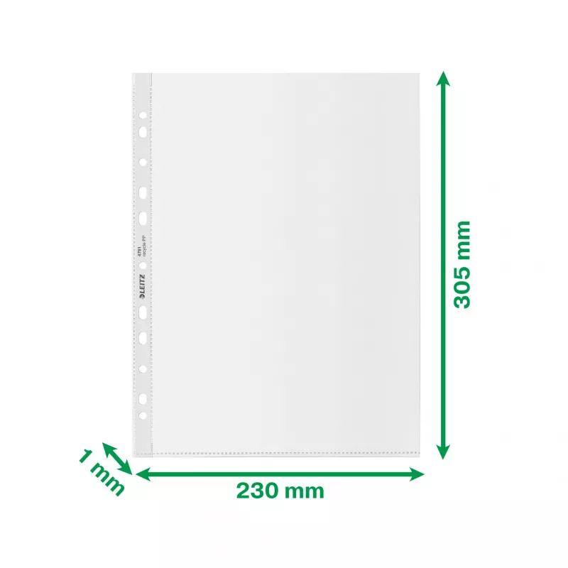 Leitz Recycle A4 Kišenė, 210 x 297 mm (A4), Skaidri, Polipropilenas (PP), Portretinė, 0,1 mm, 230 mm