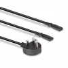 Lindy 2,5 m Jungiamasis laidas su UK 3 kontaktų kištuku į 2 x IEC C7 skirstytuvą, juodas