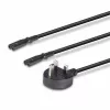 Lindy 2,5 m Jungiamasis laidas su UK 3 kontaktų kištuku į 2 x IEC C7 skirstytuvą, juodas