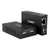 Lindy USB 2.0 Cat.6 ilgintuvas 100m 2 prievadai, AV siųstuvas ir imtuvas, laidinis, juodas