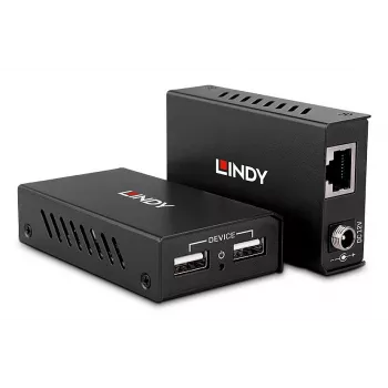 Lindy USB 2.0 Cat.6 ilgintuvas 100m 2 prievadai, AV siųstuvas ir imtuvas, laidinis, juodas