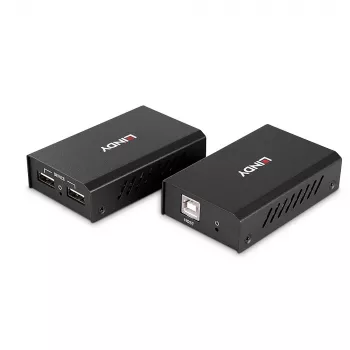 Lindy USB 2.0 Cat.6 ilgintuvas 100m 2 prievadai, AV siųstuvas ir imtuvas, laidinis, juodas
