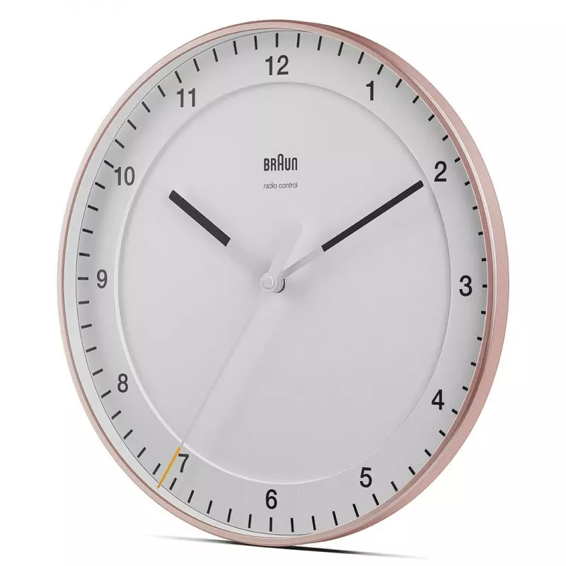 Sieninis laikrodis BRAUN BC 17 PW DCF – analoginis DCF radijo signalo valdomas laikrodis, rožinis ir baltas
