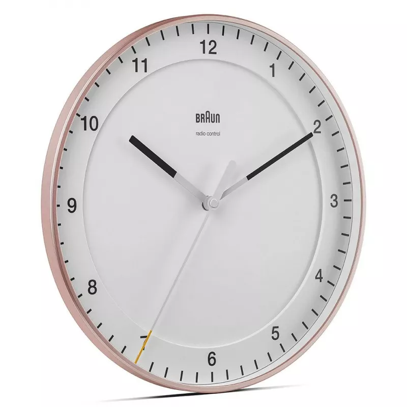Sieninis laikrodis BRAUN BC 17 PW DCF – analoginis DCF radijo signalo valdomas laikrodis, rožinis ir baltas