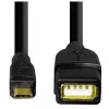Hama USB 2.0 adapterinis kabelis USB A – Micro-USB B, 0,15 m, juodas