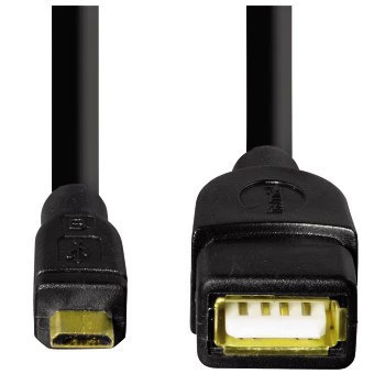 Hama USB 2.0 adapterinis kabelis USB A – Micro-USB B, 0,15 m, juodas